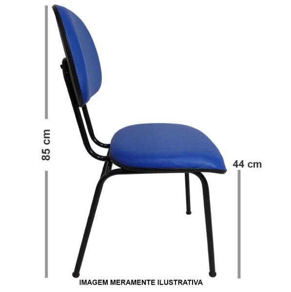 Kit 4 Cadeiras Secretária Fixa Pé Palito para Escritório Couro Ecológico Preta - 4