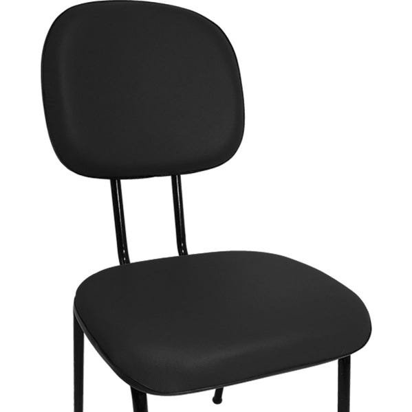 Kit 4 Cadeiras Secretária Fixa Pé Palito para Escritório Couro Ecológico Preta - 3