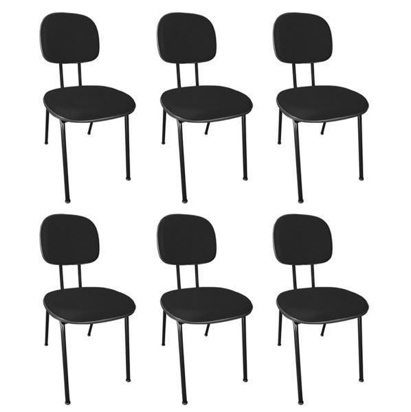 Kit 6 Cadeiras Secretária Fixa Pé Palito Jserrano Preto para Escritório