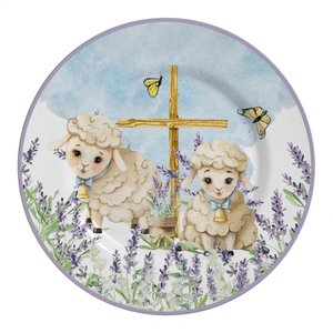 Conjunto com 6 Pratos Raso Blessed Easter Pascoa Ø29cm Alleanza Cerâmica