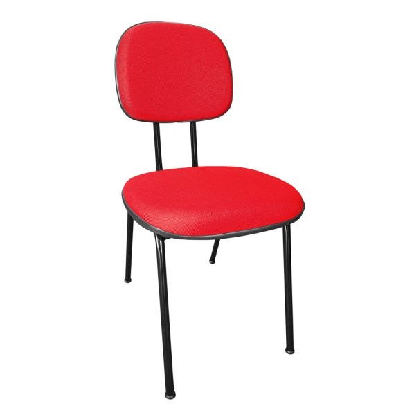 Kit 6 Cadeira Secretária Fixa Pé Palito Jserrano Vermelho para Escritório - 3