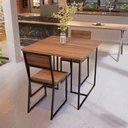 Ver imagem 1 de Conjunto Mesa de Jantar Quadrada 2 Cadeiras Imbuia Riviera Industrial Preto Don Castro Decor Riviera