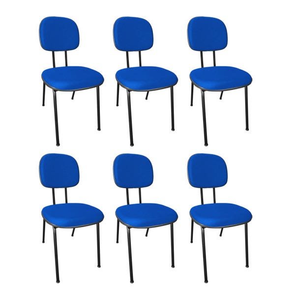 Kit 6 Cadeiras Secretária Fixa Pé Palito Jserrano Azul para Escritório - 1