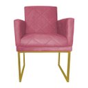 Ver imagem 2 de Poltrona Klara Suede Rosa Base De Ferro Dourada - Vallisa Decor