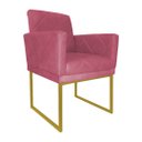 Ver imagem 1 de Poltrona Klara Suede Rosa Base De Ferro Dourada - Vallisa Decor