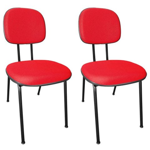 Kit 2 Cadeira Secretária Fixa Pé Palito Jserrano Vermelho para Escritório