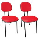 Ver imagem 1 de Kit 2 Cadeira Secretária Fixa Pé Palito Jserrano Vermelho para Escritório