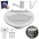 Ver imagem 1 de Pia Lavatório Banheiro 4L + Torneira Branca + Sifão Universal Sanfonado + Fita Veda Rosca