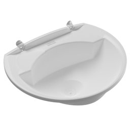 Pia Lavatório Banheiro 4L + Torneira Branca + Sifão Universal Sanfonado + Fita Veda Rosca - 5