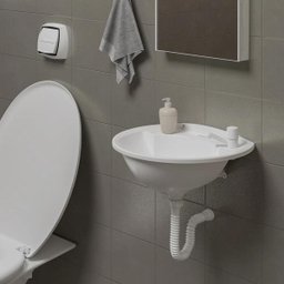 Pia Lavatório Banheiro 4L + Torneira Branca + Sifão Universal Sanfonado + Fita Veda Rosca - 9
