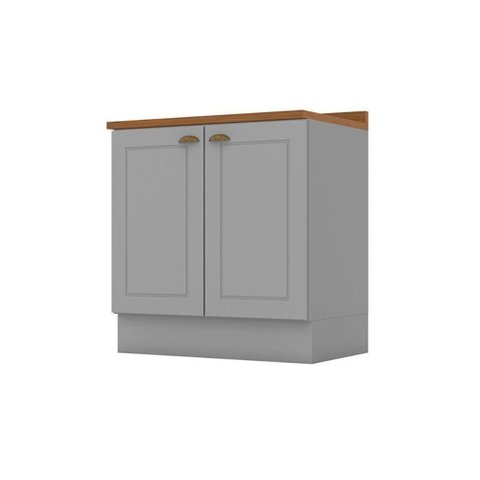Módulo Cozinha Henn Americana Balcão C- Tampo C- 2 Portas 80cm Cinza-henn