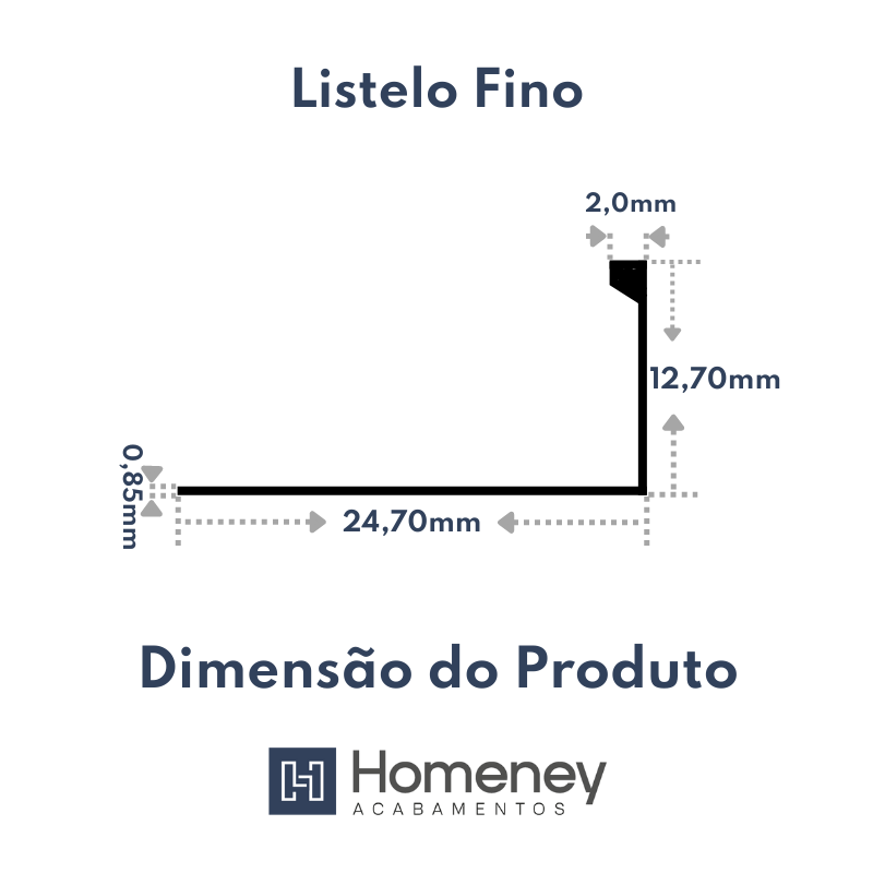 Listelo Fino Velino Decorativo em Alumínio 3mmx10mm - Homeney - Natural Fosco - 1m - 3