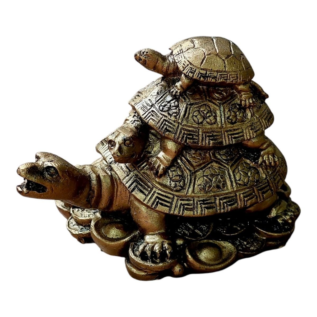 Tartaruga Feng Shui In Ottone Con Piastra – Portafortuna Per Carriera, Salute E Longevità – 8,5 X 8,5 Cm - 2