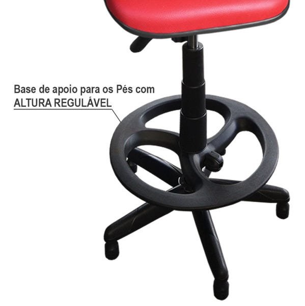 Cadeira Caixa Secretária Alta para Escritório com Vermelho - 3