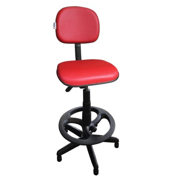 Cadeira Caixa Secretária Alta para Escritório com Vermelho - 1
