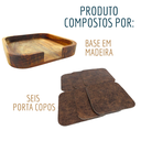 Ver imagem 3 de Descanso de Copo Luxo Porta Copo Couro com Suporte em Madeira