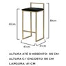 Banqueta Alta Dourada Louise Suede Preto - ADJ Decor - 3