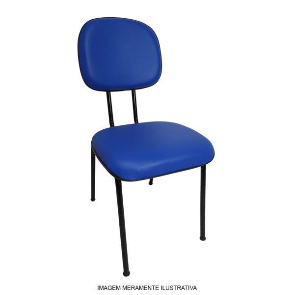 Cadeira Secretária Fixa Pé Palito Couro Ecologico Azul para Escritório - 1