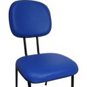 Ver imagem 2 de Cadeira Secretária Fixa Pé Palito Couro Ecologico Azul para Escritório