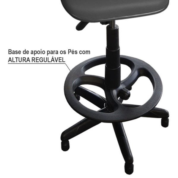 Cadeira Caixa Secretária Alta para Escritório com Cinza - 2