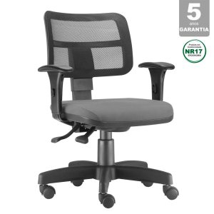 Cadeira Giratória Executiva Zip em Tela Ergonômica Back System NR17 para Escritório Crepe Cinza