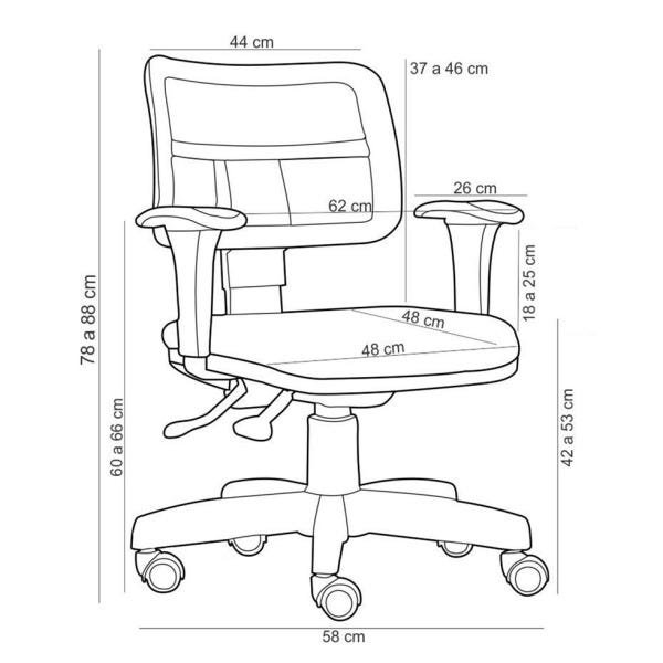 Cadeira Giratória Executiva Zip em Tela Ergonômica Back System NR17 para Escritório Crepe Preta - 5