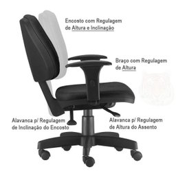 Cadeira Job Executiva Giratória para Escritório Reclinável Ergonômica Nr-17 Crepe Cinza - 4