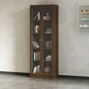 Ver imagem 1 de Armário Estante Com 2 Portas De Vidro Cr25069 Nogal