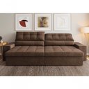 Ver imagem 1 de Sofá com Chaise Medelín 5 Lugares Retrátil e Reclinável 275cm Marrom Cia Lar Móveis
