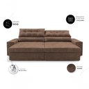 Ver imagem 2 de Sofá com Chaise Medelín 5 Lugares Retrátil e Reclinável 275cm Marrom Cia Lar Móveis
