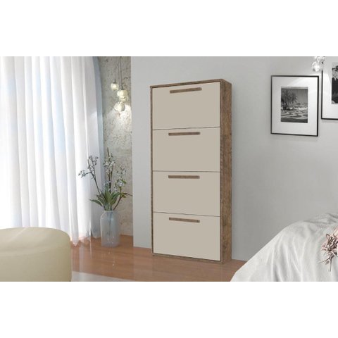Sapateira Multiuso Ag 4 Portas Cor Canela / Off White