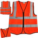 Ver imagem 1 de Colete Sinalizador Faixa Refletiva EPI Segurança Trabalho Blusao Fluorescente Bolsos Ziper Porta Cra