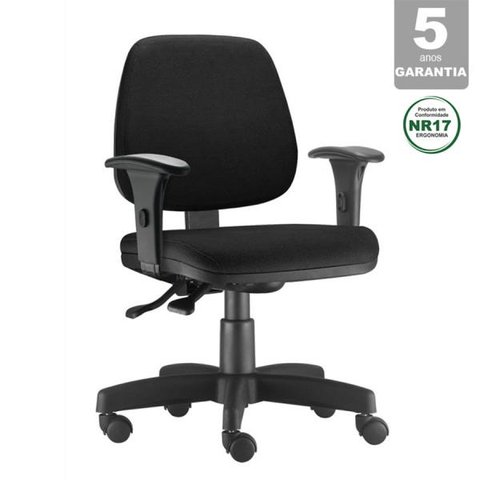 Cadeira Job Executiva Giratória para Escritório Reclinável Ergonômica NR17 Crepe Preta