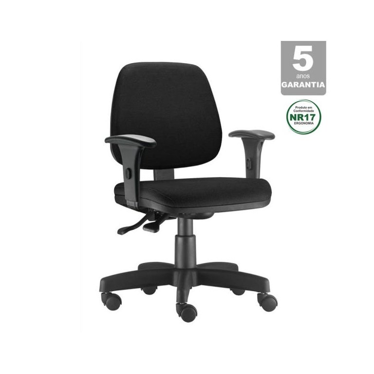 Cadeira Job Executiva Giratória para Escritório Reclinável Ergonômica NR17 Crepe Preta Cadeira Job Executiva Giratória para Escritório Reclinável Ergonômica NR17 Crepe Preta