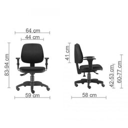 Cadeira Job Executiva Giratória para Escritório Reclinável Ergonômica NR17 Crepe Preta - 6