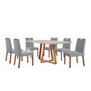Ver imagem 1 de Conjunto Sala de Jantar Mesa Florença 180x90cm Off White com 6 Cadeiras Dallas Linho Cinza