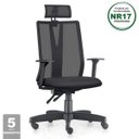 Ver imagem 1 de Cadeira Giratória Addit Ergonômica Presidente para Escritório Reclinável com Apoio Cabeça Preta