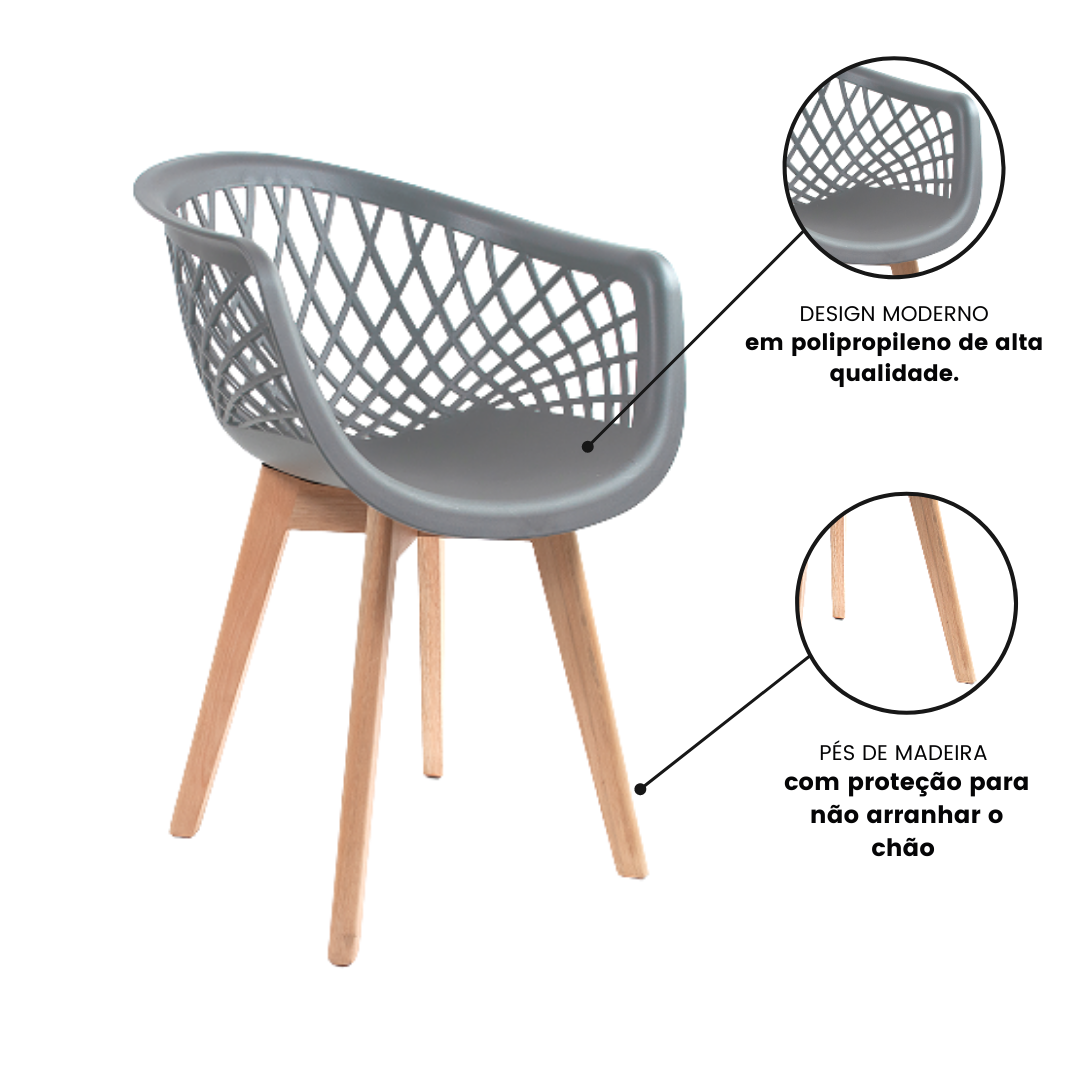 Cadeira Eames Design Wood Web Cinza - 5