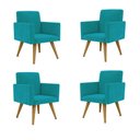Ver imagem 1 de Kit 4 Cadeiras Recepção Poltrona Escritório Azul Turquesa