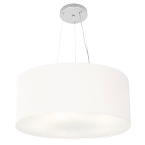 Lustre Pendente Cilíndrico Vivare Md-4047 Cúpula em Tecido 50x21cm - Bivolt - Branco - Bivolt