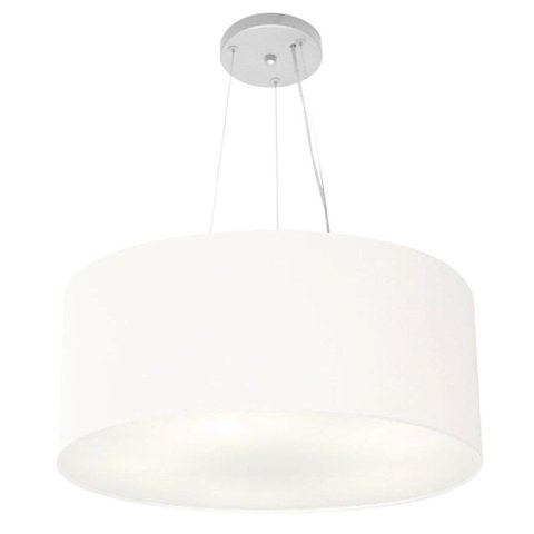 Lustre Pendente Cilíndrico Vivare Md-4047 Cúpula em Tecido 50x21cm - Bivolt - Branco - Bivolt