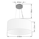 Ver imagem 2 de Lustre Pendente Cilíndrico Vivare Md-4047 Cúpula em Tecido 50x21cm - Bivolt - Branco - Bivolt