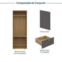 Módulo 45x120 3 Gavetas 1 Porta Frame Cabecasa madeiramadeira - 3