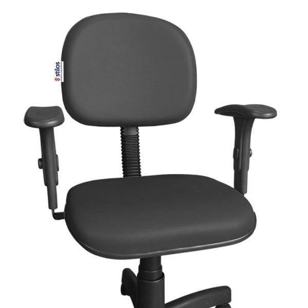 Cadeira Secretária Giratória com Braços Digitador e Regulagem Altura Cinza - 3