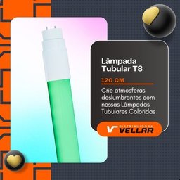 Kit com 5 Lâmpadas Tubulares Led Coloridas T8 120 Cm, 20w - 5