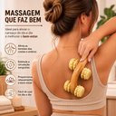 Ver mais imagens de Massageador Bambu Carrinho 4 Rodas Corporal Antistress Massagem Relante Anti Dor Manual Costas Ombro