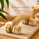 Ver imagem 2 de Massageador Bambu Carrinho 4 Rodas Corporal Antistress Massagem Relante Anti Dor Manual Costas Ombro