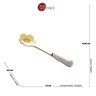Kit 4 Colheres Chá Em Inox E Cerâmica Flores Dourado Branco - 5
