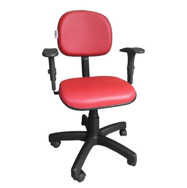 Cadeira Secretária Giratória com Braços Digitador e Regulagem Altura Vermelho - 1