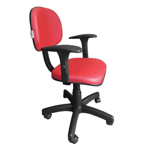 Cadeira Secretária Giratória com Braços Digitador e Regulagem Altura Vermelho - 2